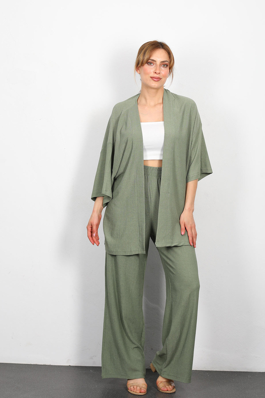 Krep Kumaş Mint Yeşili Kadın Kimono Takım - 2