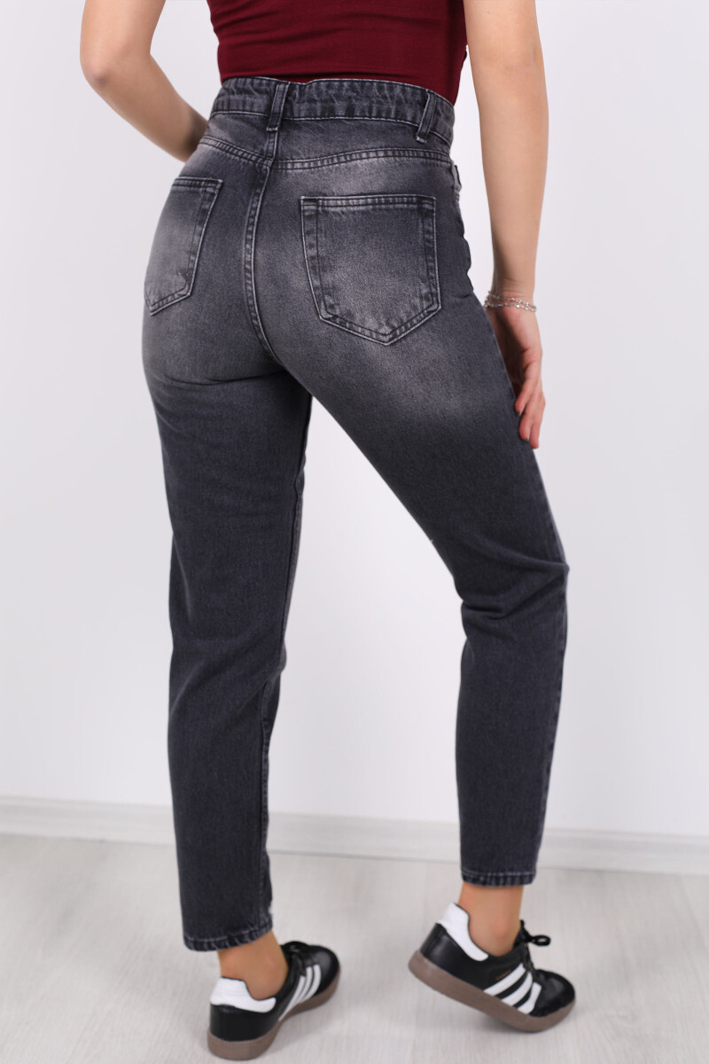 Lazer Kesim Kar Yıkama Füme Mom Jean Kot Pantolon - 5