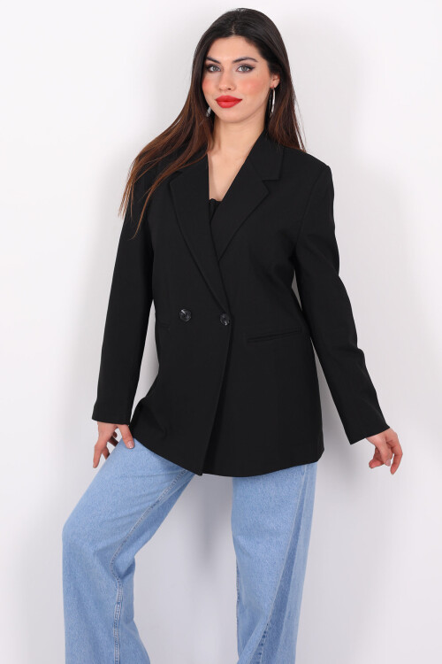 Oversize Siyah Kadın Blazer Ceket - 5