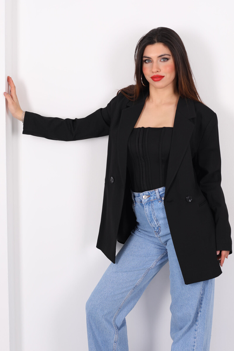 Oversize Siyah Kadın Blazer Ceket - 1